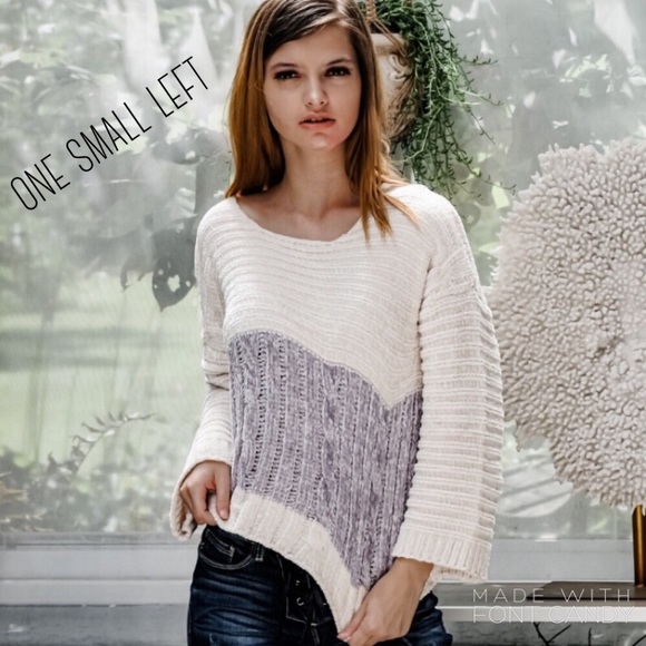 O&O Chenille Cable Knit Sweater Bell Sleeve - Picture 2 of 12